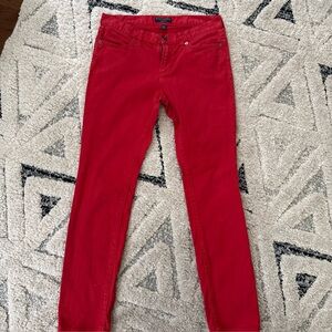 Banana Republic Womens Size 28 Long Mid Rise Skinny Denim Jeans Red Button Zip